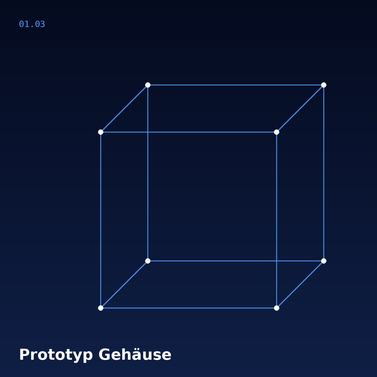 Wireframe-Darstellung eines Prototyp-Gehäuses